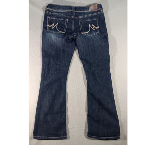 Maurices Jeans 3/4 X-Short Bootcut Stretch Dark Wash Mid Rise Denim Pants Women - Picture 4 of 5